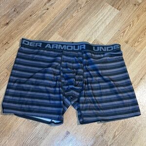 Under Armour Men’s Black & Navy Stripe Performance Boxer Briefs